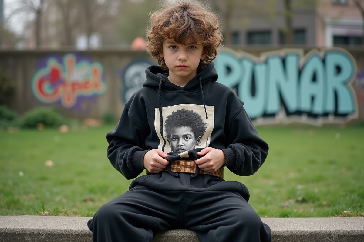 Adolescent attachant une ceinture dans un parc urbain