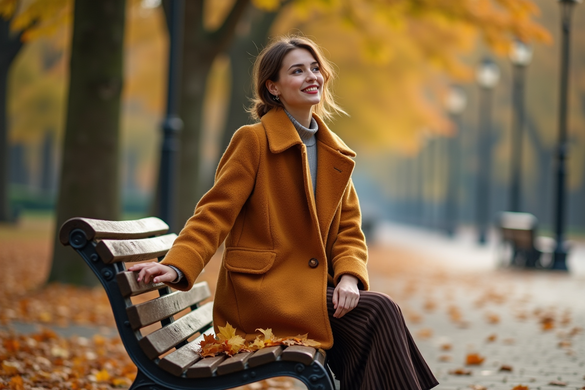 Femme élégante en automne dans un parc