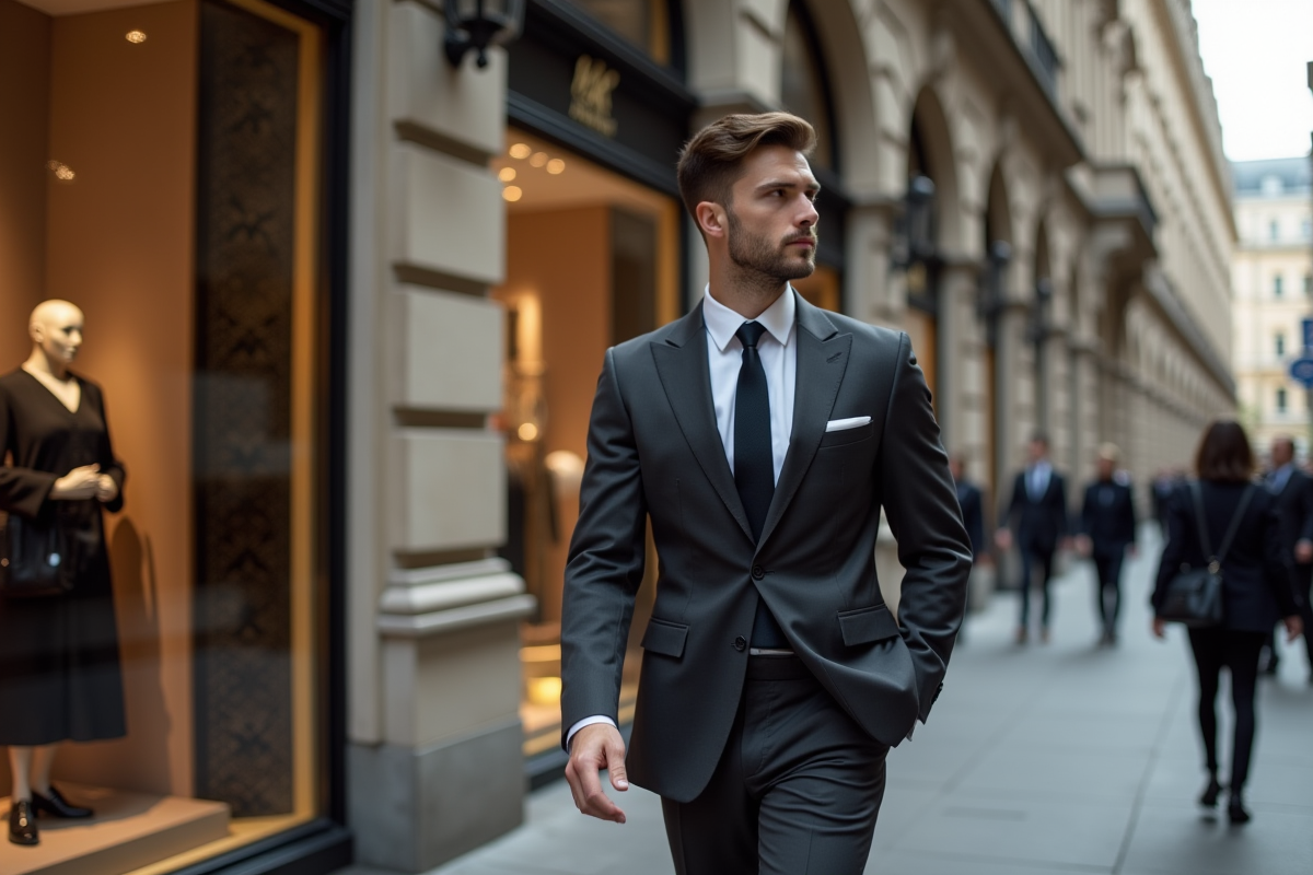 Jeune entrepreneur devant une boutique de luxe