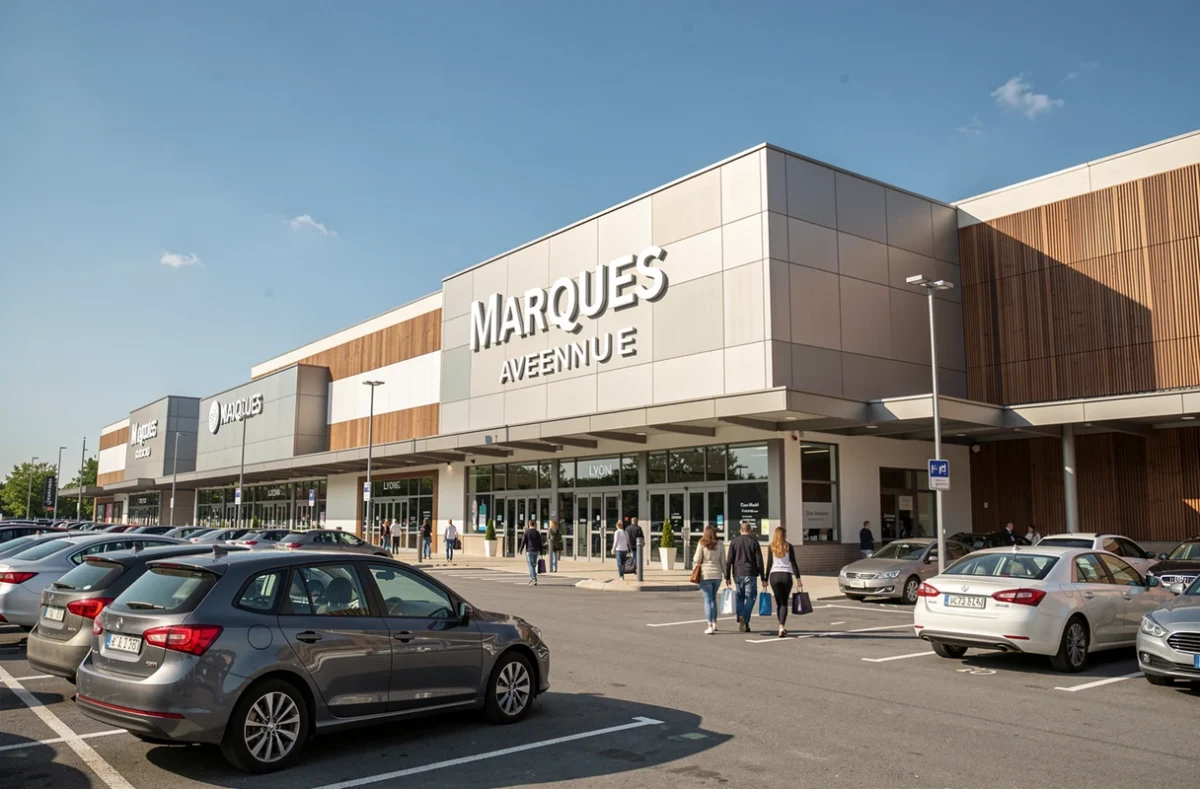 Façade du centre commercial Marques Avenue à Romans-Cournon dans le secteur Lyon Sud